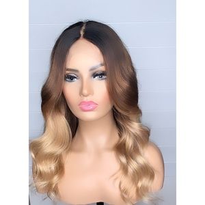 Brown blonde ombré human hair wig